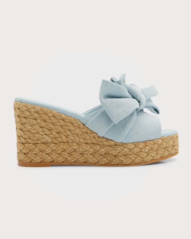 Loveknot Denim Wedge Espadrilles